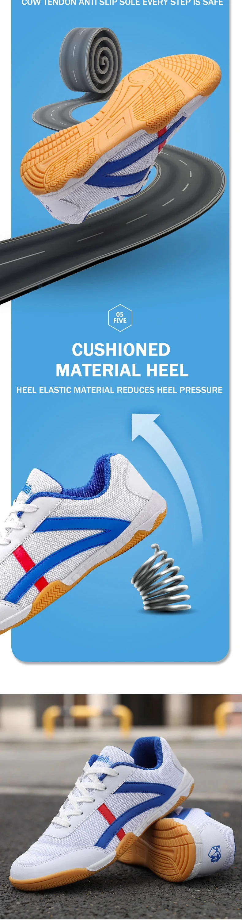 Description Picture 6 of item2024 Brand Virstinth Lightweight Table Tennis Shoes Men Women Professional Wear-resistant Dual Torsion Badminton Shoes Sneakers