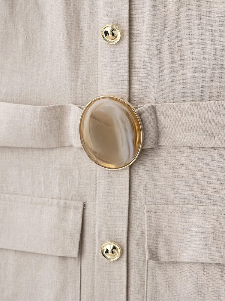 TFMLN Elegant Women Single Breasted Tank Dress Chic Belts Decor Sleeveless O-neck Slim 2025 Summer Dresses Commute Lady Robe