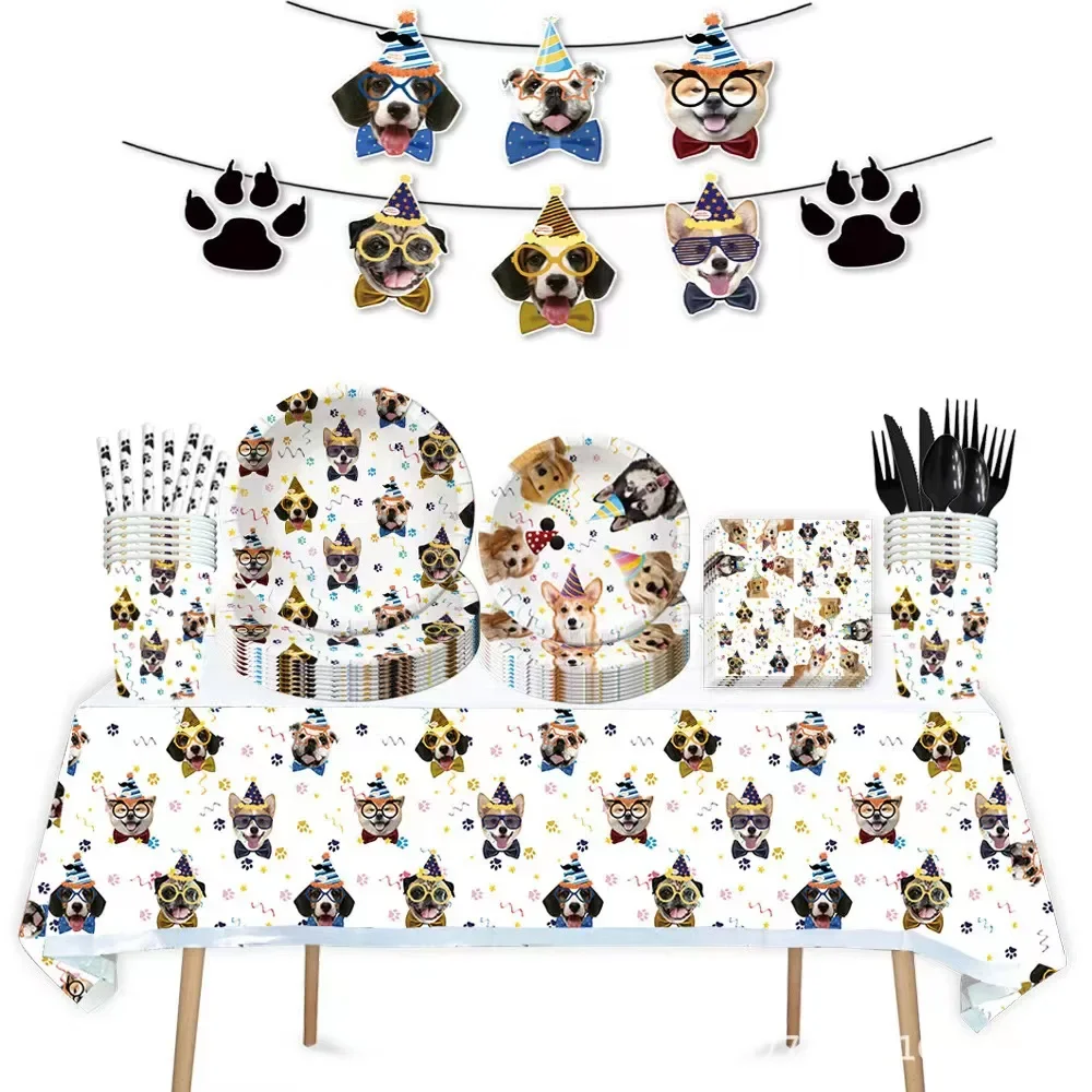 

New Cute Pet Cat Birthday Party Pet Decorations for Boys Girls Including Cats Face Banner Kitten Paper Plates cup Supplies