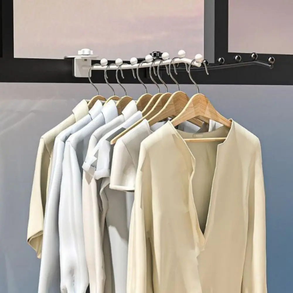 Wall Mount Clothes Hanger Student Dormitory Bedside Clothes Drying Rack Space Saving Closet Organizer Clothes Storage Hangers 3