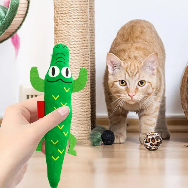 

Catnip Toy Catnip Filled Cartoon Teething Chew Toy Interactive Plush Cat Bite Resistant Toy Cat Pillow Toys Crocodile Shape