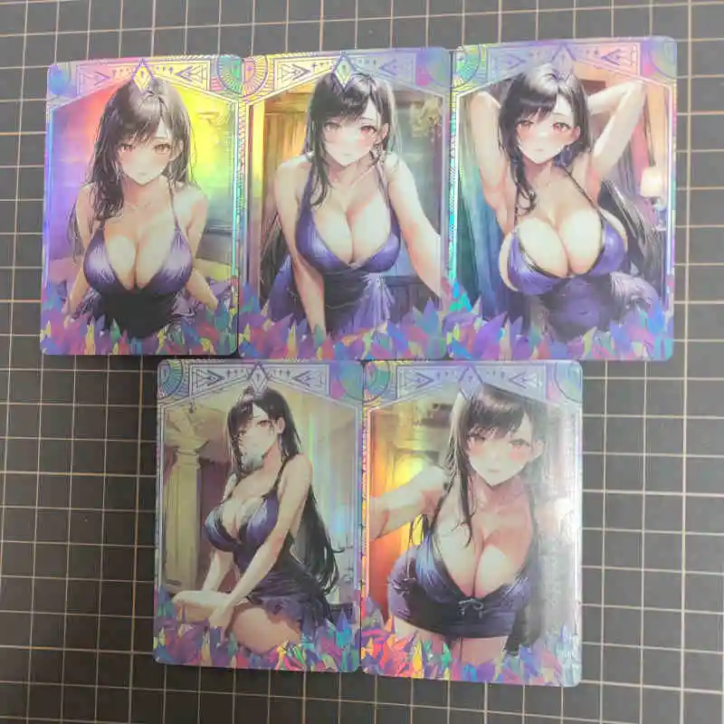 5Pcs/set Final Fantasy VII Tifa Color Flash Card Diy Self Made Classic Anime Game Collection Cards Gift Toy
