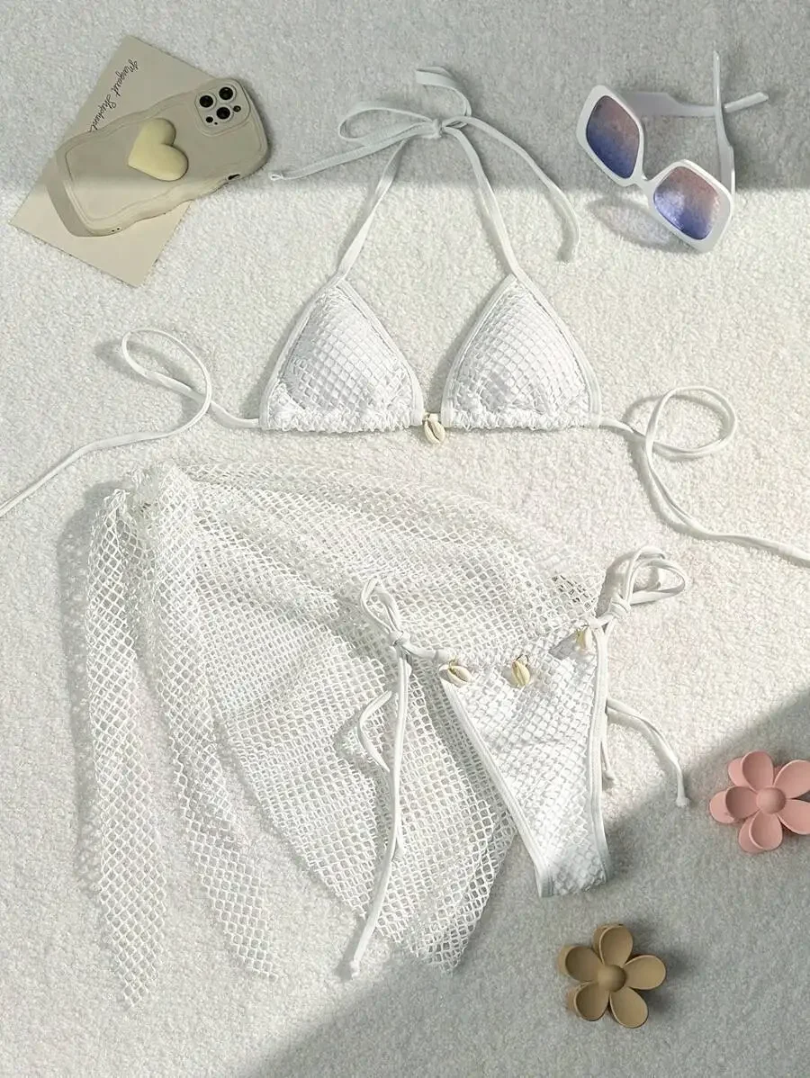 Three-Piece Womens Bikini Set - Sexy Beach Swimsuit for Pool Sun
