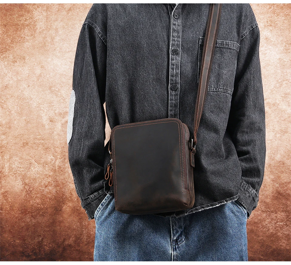 Leather Shoulder Bag Luna - Brown