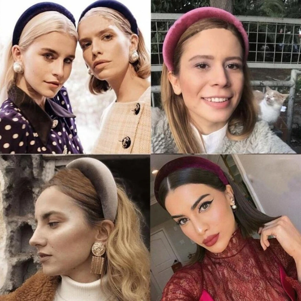 Cerchietto per capelli in raso bianco da donna, tinta unita, imbottito, fascia per capelli per ragazze, semplice fascia larga, antiscivolo, in morbido