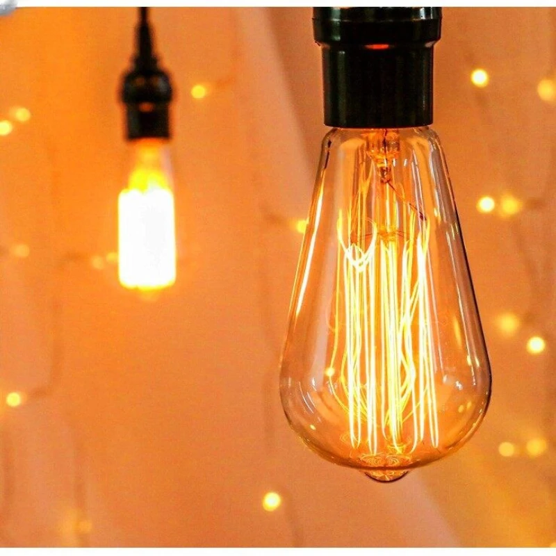 

ST64 Vintage Edison Bulb Wall Sconces Lights Antique Squirrel Cage Lights Ceiling Chandelier Light Amber Warm