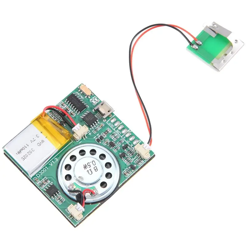 USB MP3 녹음 가능한 인사말 카드 플레이어 보드 - 8MB 저장 용량, 128kbps, 4.2V 충전식 배터리, 리드 스위치, 6단계 볼륨 조절