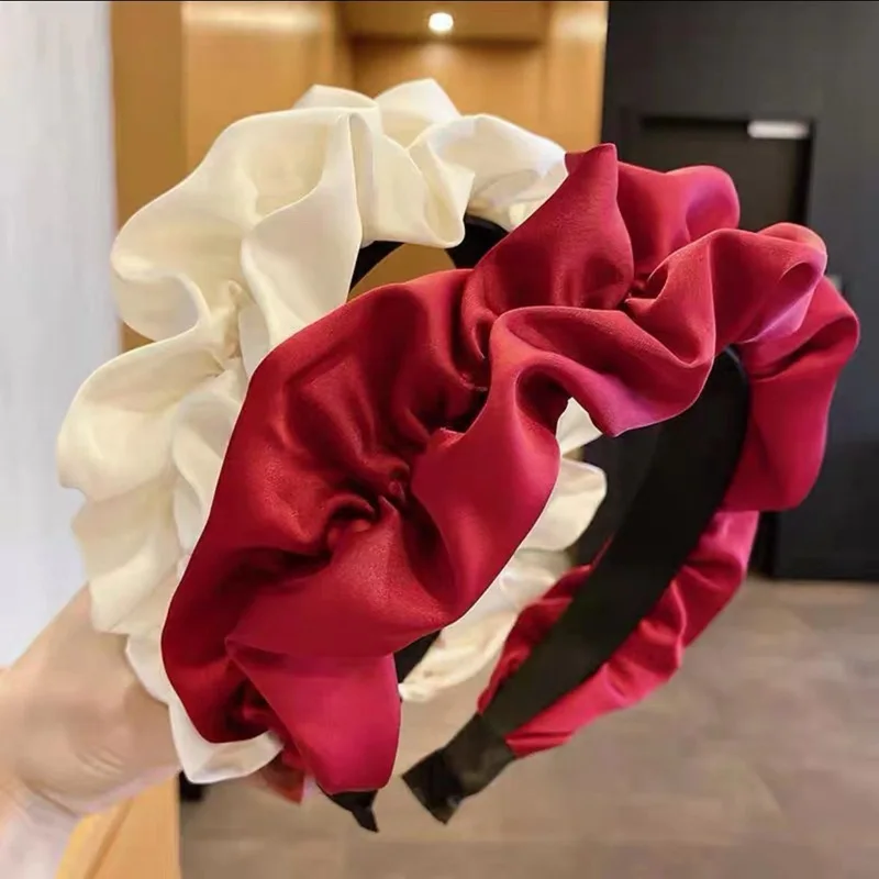 2 Pieces/set Pleated Satin Hairband Vintage Headband For Women Wash Face Hairband Girls Party Hair Accessories Wholesale bathroom wash basin bouncer drainer pop up filter pop up filter brass filter drain anti blocking hardware accessories