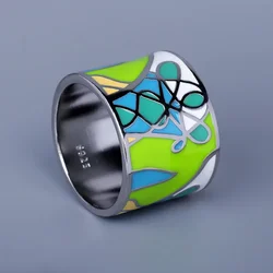 Elegant Green Leaf Handmade Enamel Ring for Women - Bridal & Engagement Jewelry