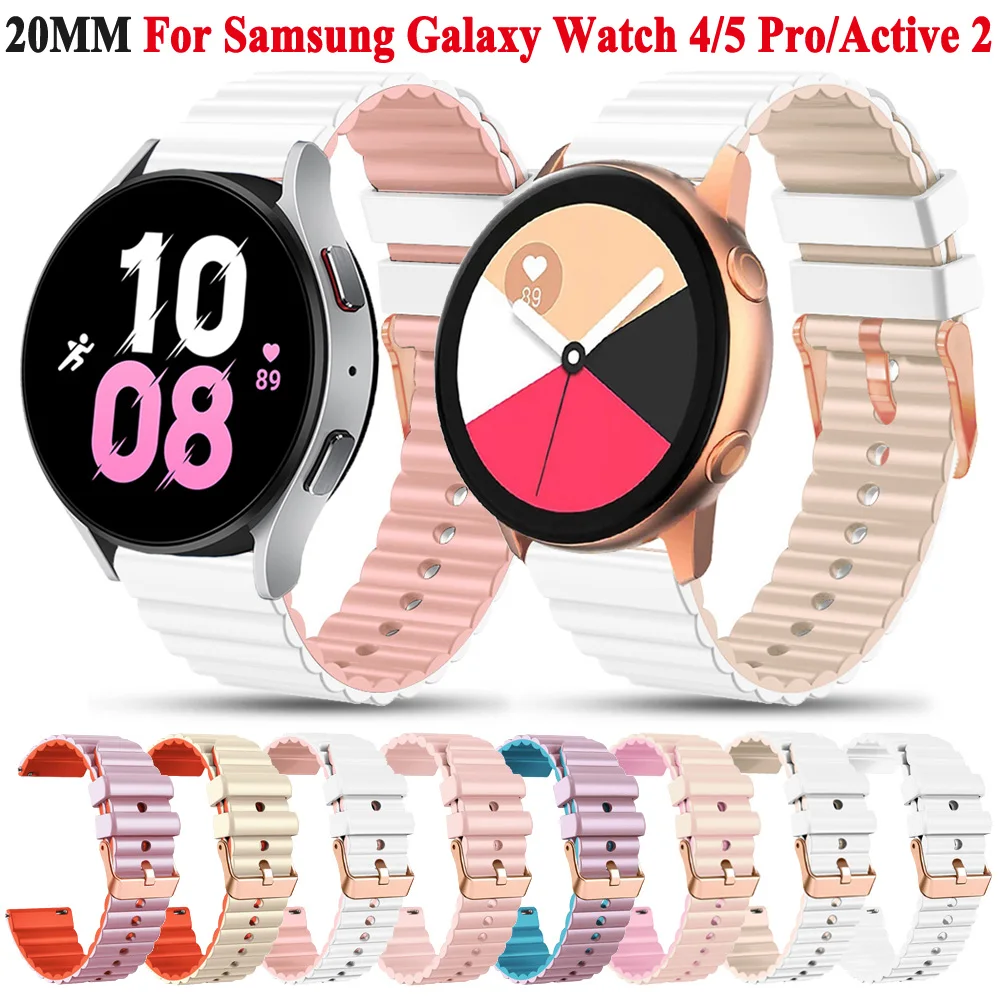 

Ремешок силиконовый для Samsung Galaxy Watch 5 4 44 мм 40 мм/4 classic 46 мм 42 мм, браслет для наручных часов 20 мм, Galaxy Watch 5 Pro 45 мм
