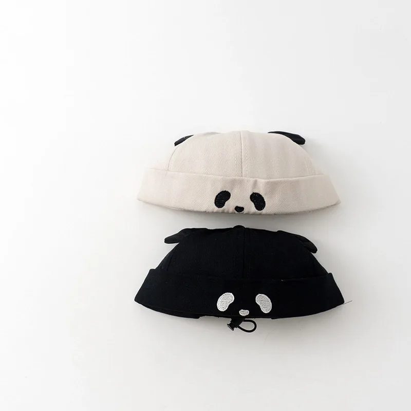 Cute Baby Landlord Hat Spring Autumn Panda Infant Boy Girl Brimless Hats Adjustable Toddler Docker Cap Beanie