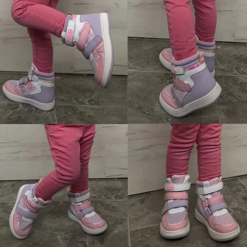 Bambini ragazza rosa Sneakers bambino Mesh Leather Medical scarpe ortopediche per bambini Casual Flatfeet plantari calzature sportive