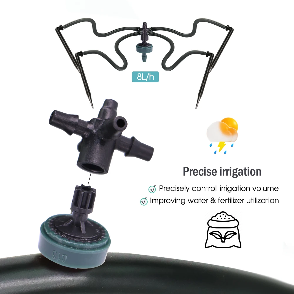 Agricultural Drip Irrigation Fitting Compensation Dripper 2L 4L 8L Pressure Compensating Emitters Bonsai Water Distributor 50PCS irrigation fittings drip irrigation garden dripper