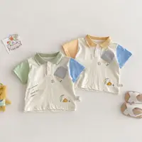 MILANCEL 2025 New Summer Kid's T-shirt Color Blocking Polo Shirts for Boys Letter Printed Tees 0-5Y Baby Children's Clothing 1
