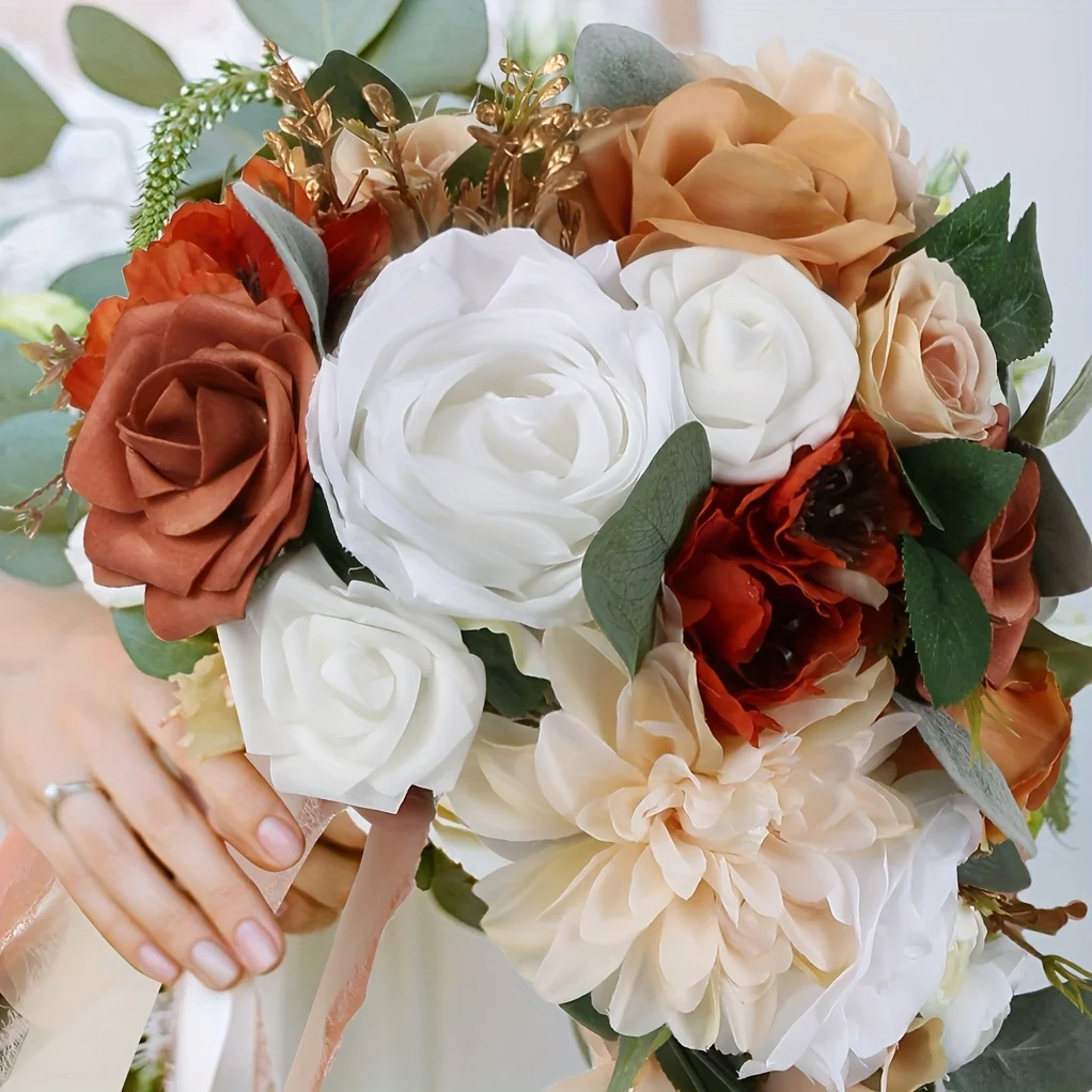 

1pc, Bridal Bouquets For Bride, Artificial Flowers Bridal Bouquet Cascading Wedding Bouquets For Bride For Wedding Ceremony And
