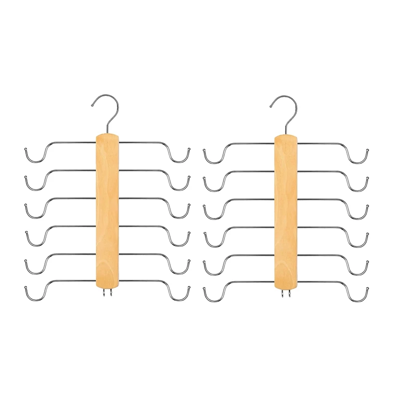

2 Piece Tank Top Hangers 360° Swivel Wooden Bra Organizer Space Saving Detachable Hangers Closet Organizer