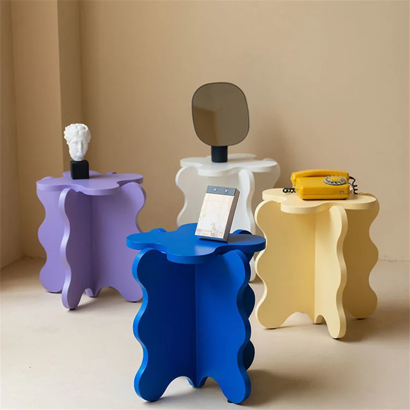 

Modern Simple Cartoon Petal Side Table Ins Wave Coffee Table Creative Color Small Table Shooting Props Color Wave Tea Table