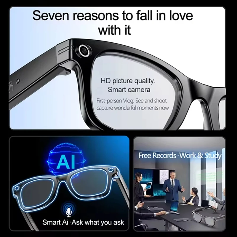 Occhiali Smart AI Lenovo 8KHD con Riproduzione Musicale, Traduzione AI, Chiamate Hands-Free, Chat AI e Registrazione - Occhiali da Sole Intelligenti per Regalo - Novità 2027 - immagine 3