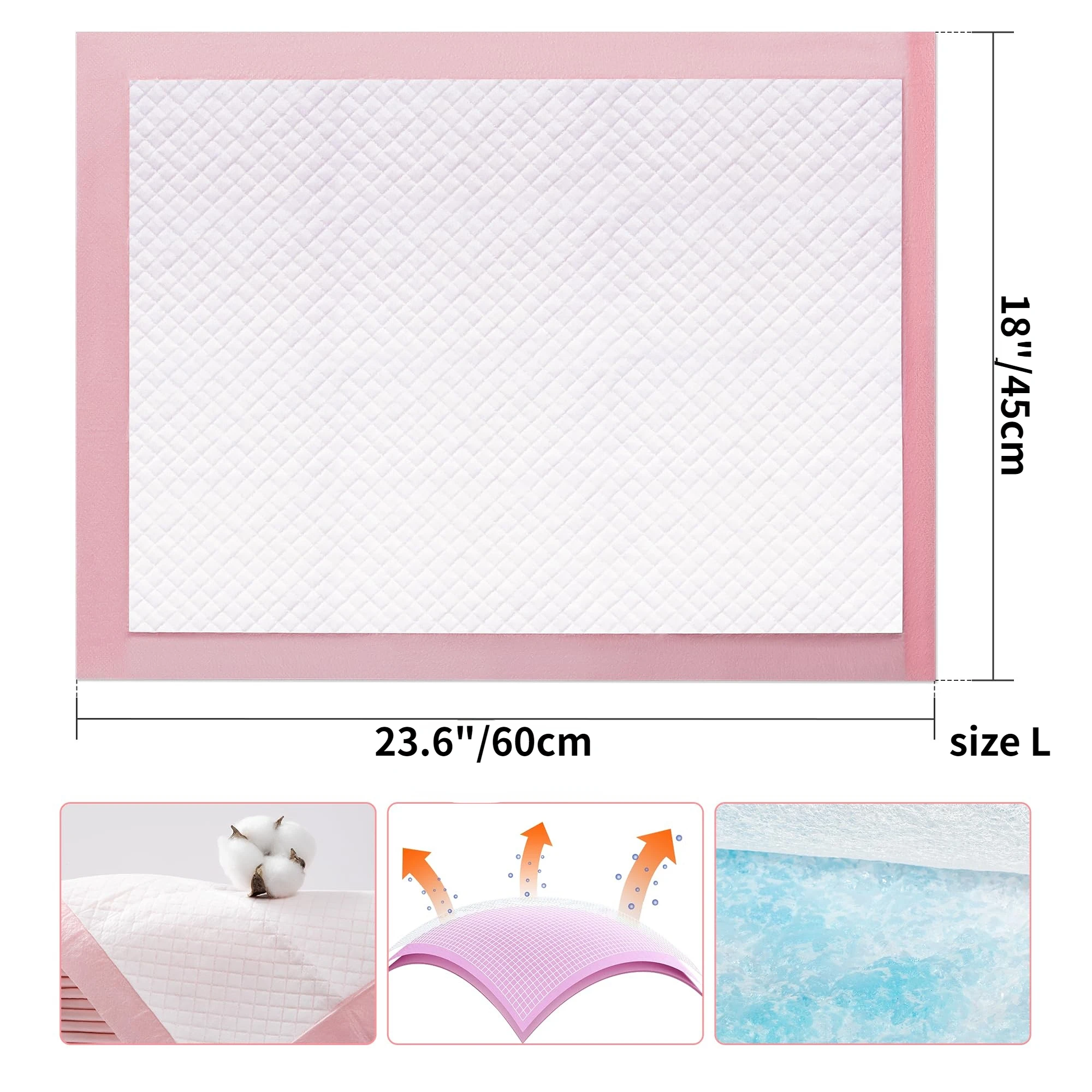 Pink Dog Pee Pads Training Pads Upgrade Triple Thickness All-Purpose Super Absorbent Leak-Proof Quick Dry Odor Control 100/10PCS