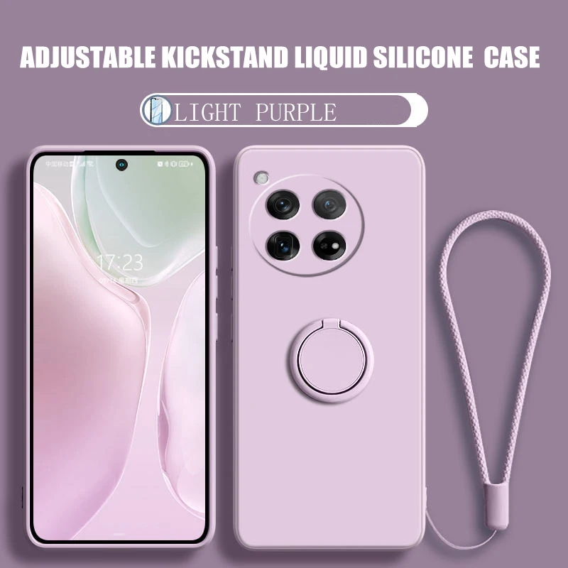 Premium Liquid Silicone Phone Case with Ring Stand - Shockproof Protective Cover