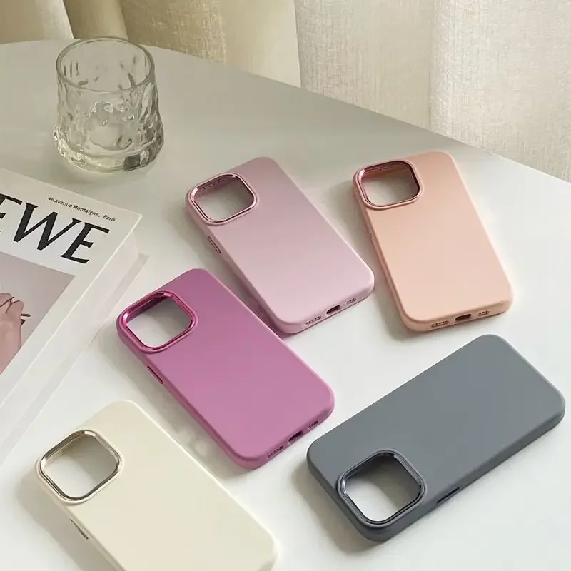 

Metal Plating Lens Protective Frame Phone Case For iPhone 14Pro Max 13 12 11 Pro Max Official original Silicone Shockproof Cover
