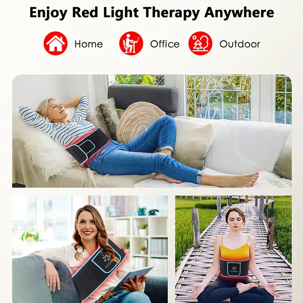 Red Light Therapy Belt For Body Back Shoulder Pain Relief Infrared Light Wrap Leg Knee Pain Relief Beauty LED Relax Waist