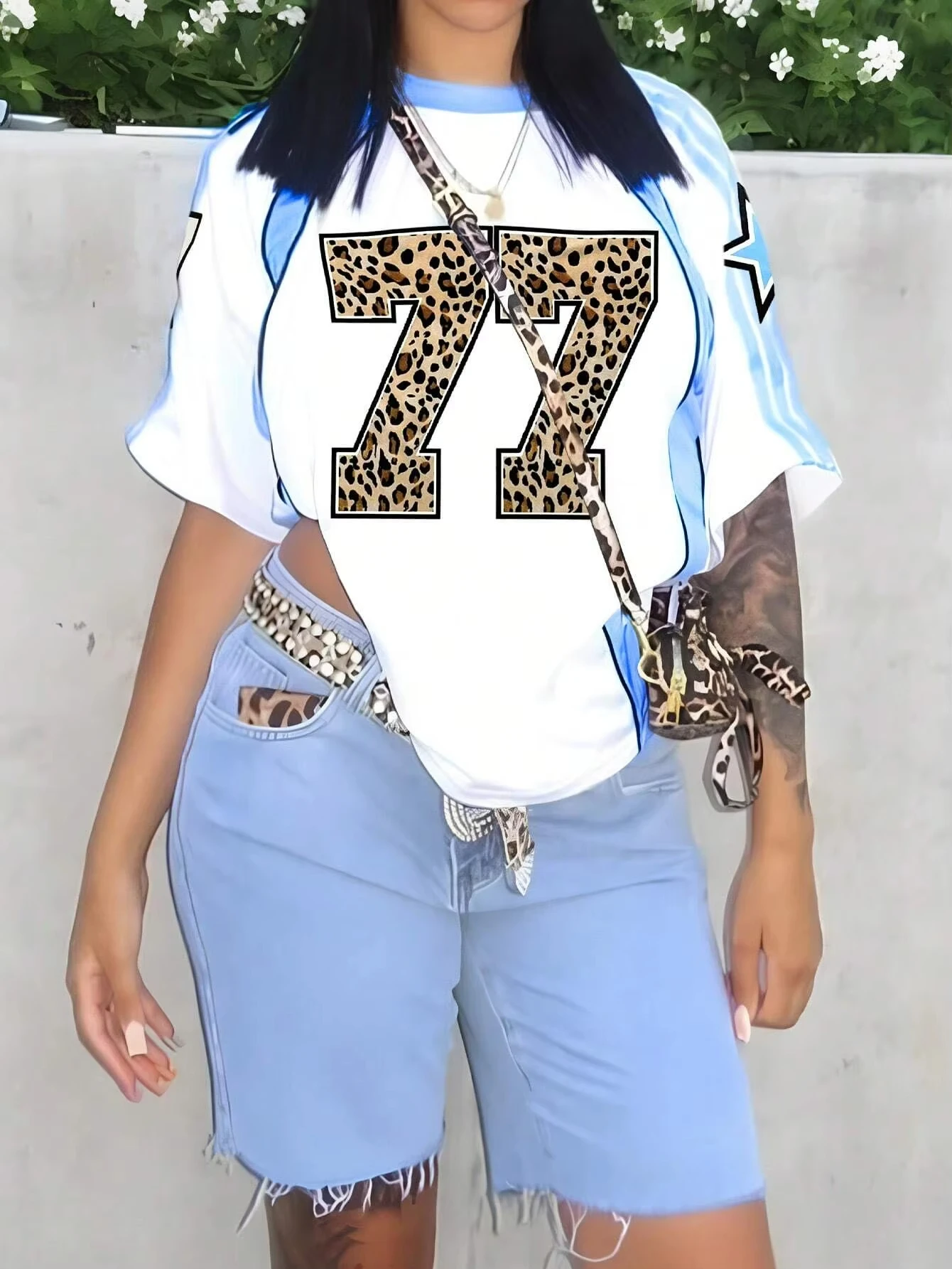 tシャツ B2771 レオパード＆ロゴシアーＴ レディース B2771 レオパード&ロゴシアーT(M イエロー): トップス - RNA