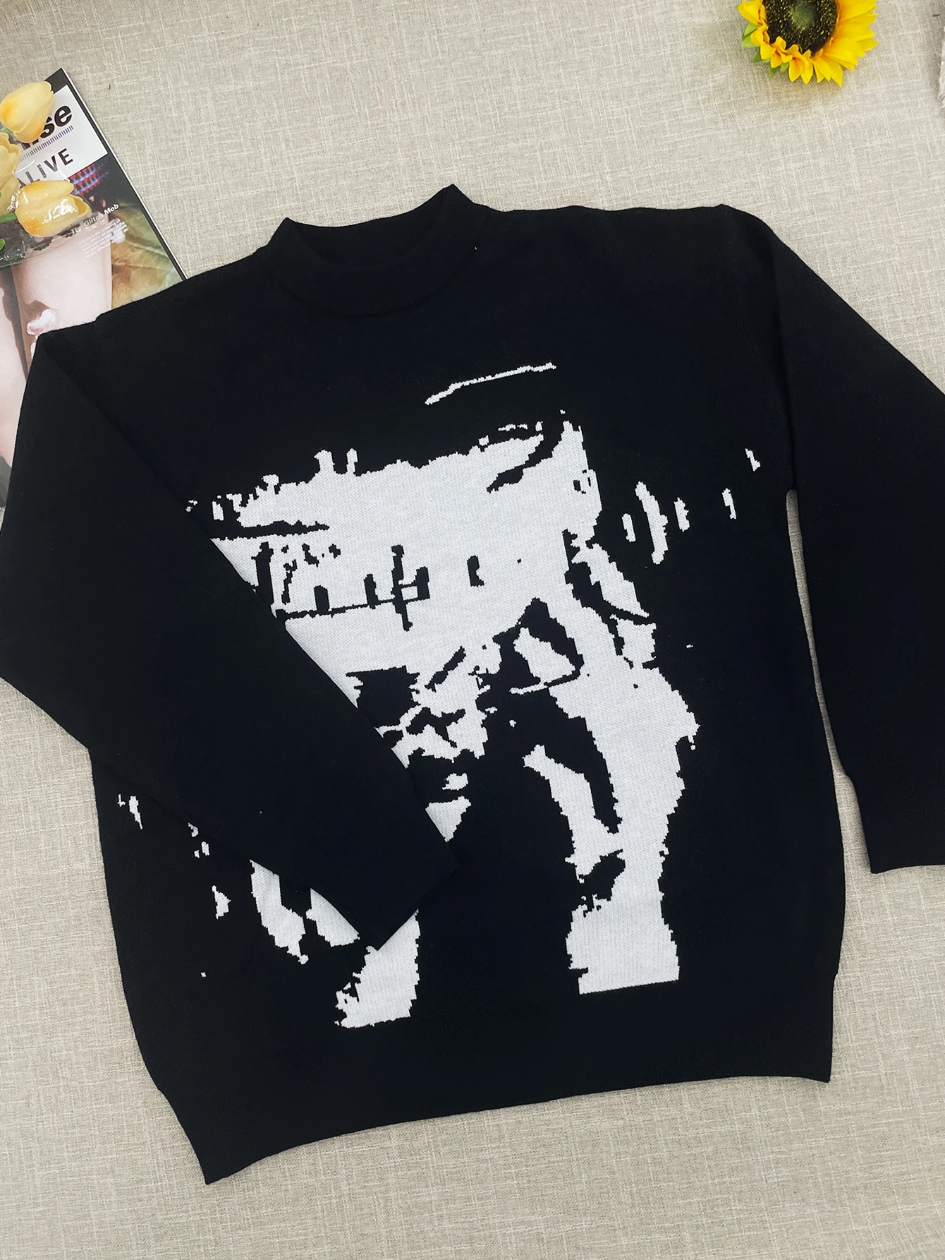 temperament commuter style pullover sweater for women's autumn and winter new loose all-match crew-neck knitwear