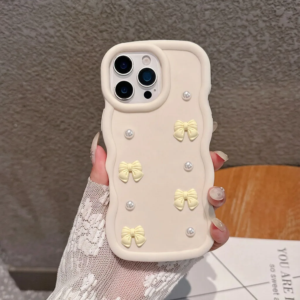 Bow Tie Pearl Candy Waves Soft Phone Case Cover