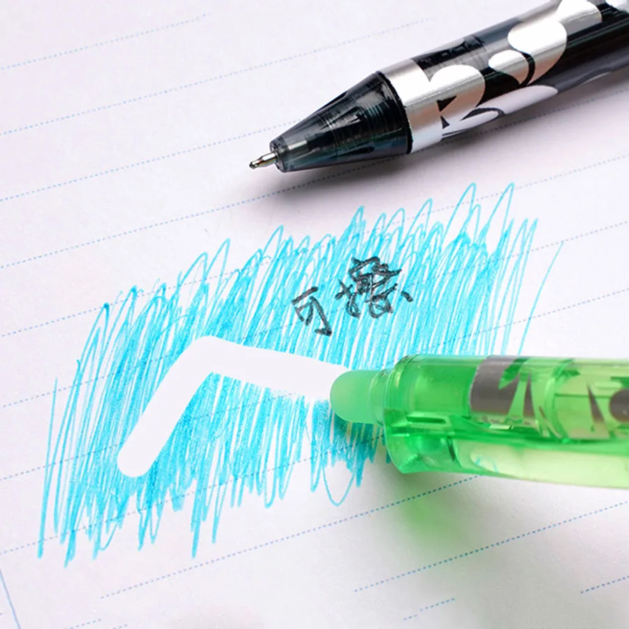 6pcs/mix Retractable Pen 0.5mm Magic Erasable Pen &Eraser Color Ink Replaceable Refill-Large Capacity Washable Handle Stationery