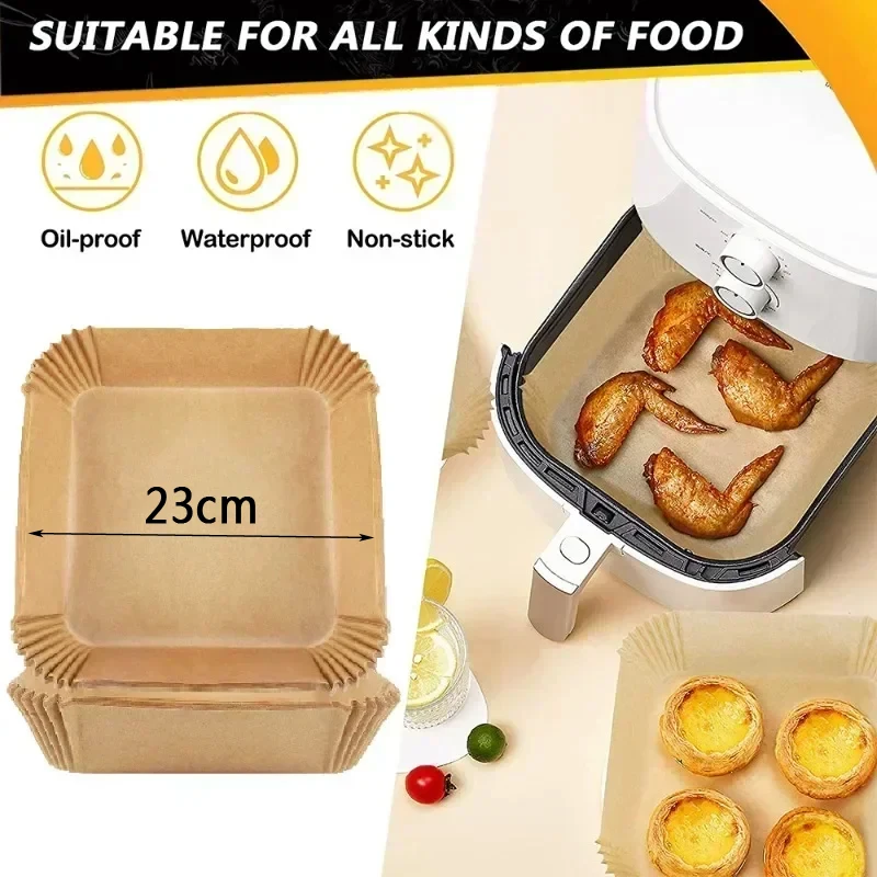 Lucht Friteuse 50/100 Stuks Bakvormen Wegwerp Papier Lade Anti-Stick Mat Olie-Proof Voering Non-Stick Mat Voor Keuken Oven Bakpapier