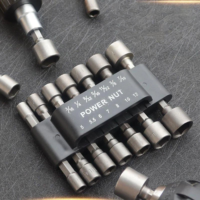 9/14PCS Pneumatic Screwdriver Insert Tool Set Extension Rod Socket Inner Wrench Hexagonal Handle Screwdriver Socket for Air Tool