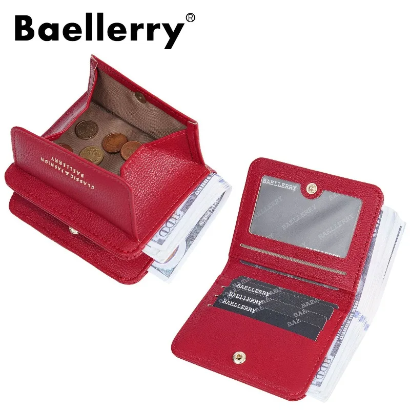 محفظة نسائية مطبوعة من Baellerry - حافظة بطاقات قصيرة بسحاب وفتحات متعددة للبطاقات ومحفظة نقود بسحاب