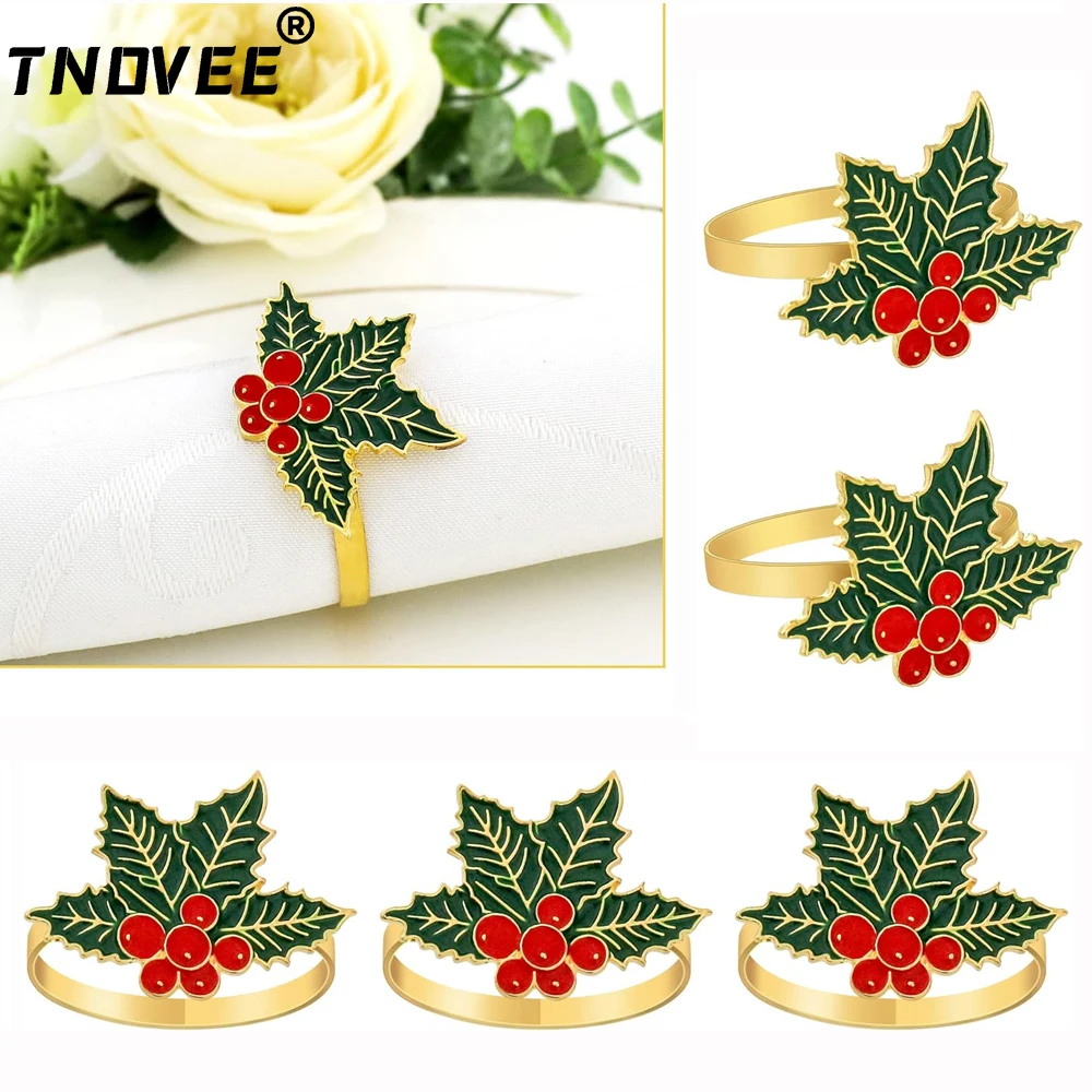 Lot De 6 Ronds De Serviette En Forme De Poinsettia Rouge - Boucles De Serviette Métalliques Pour Noël Et Thanksgiving - Décoration De Table Festive