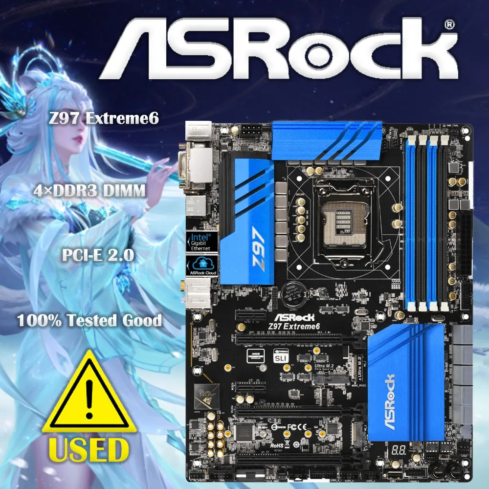 Usato Asrock Lga1150 Z97 Motherboard Z97 Extreme6 Usb3.0 Sata3 Ddr3