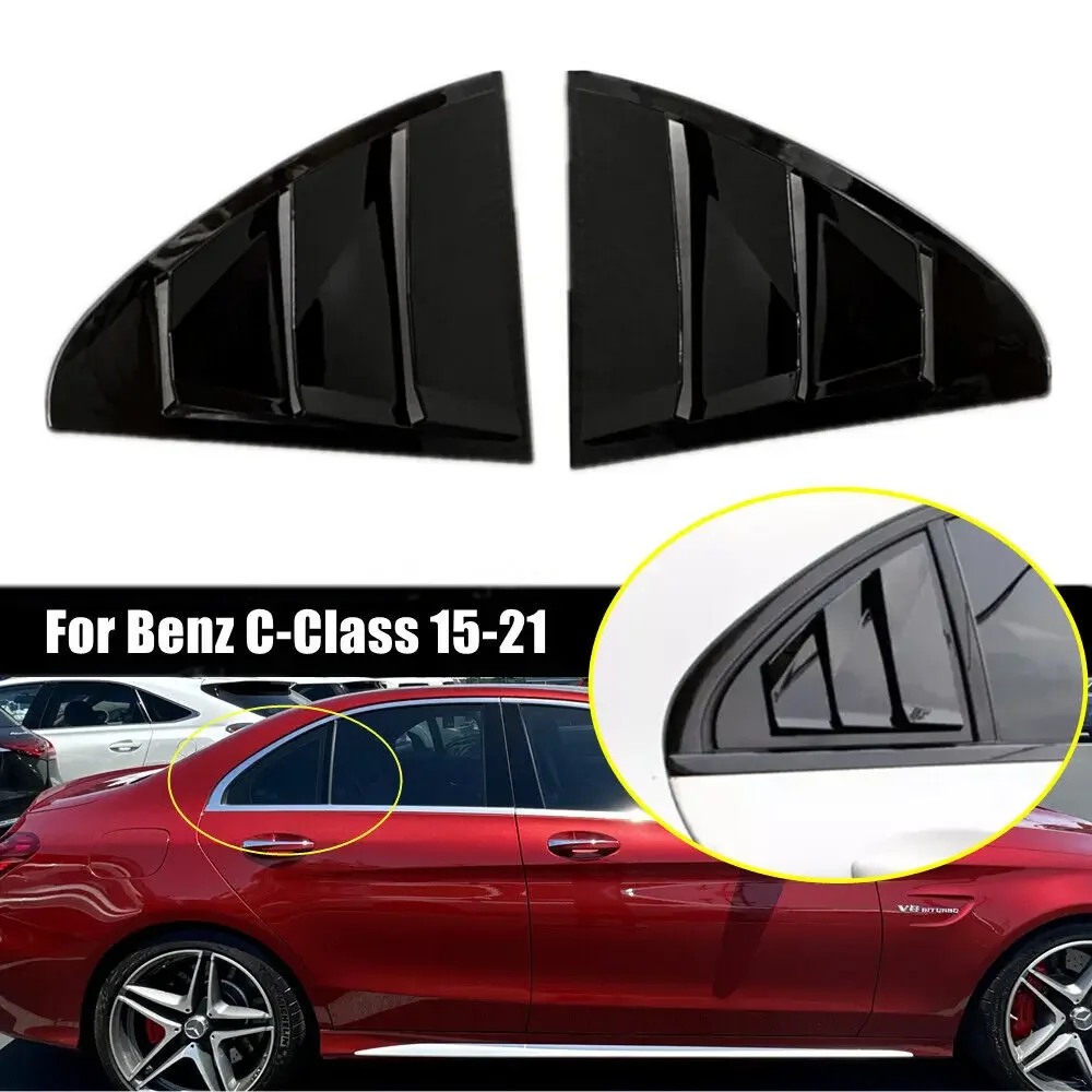 Benz C-Class W205 2015-Car Rear Louver Window Side Shutter Cover Trim Sticker Vent Scoop ABS Carbon Fiber Accessories