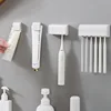 Toothbrush Holder Punch-free Wall-mounted Organizer Toothpaste Holder Oothpaste Dispenser Squeezer Bathroom Accessories 1