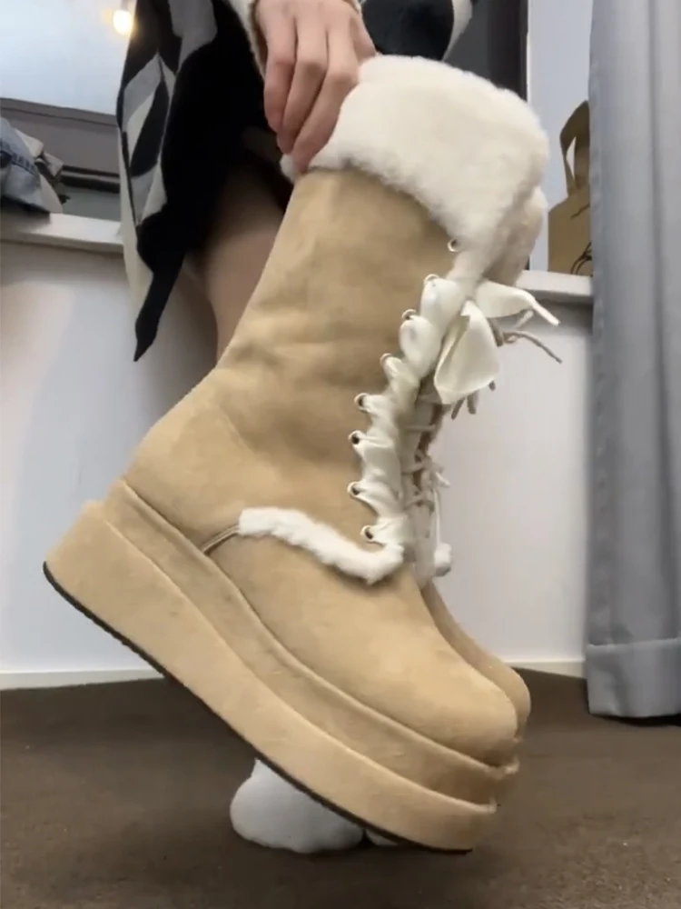 Warm and plush Martin boots with thick soles for women's 2023 new winter fur integrated fashion snow boots