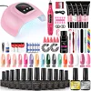 Nail Set Gel Nail Polish Set Poly Nail Gel with UV Lamp Semi-permanent Varnish Hybrid Gel Soak Off Nail Art Gel Nail Tools Set 1