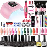 Nail Set Gel Nail Polish Set Poly Nail Gel with UV Lamp Semi-permanent Varnish Hybrid Gel Soak Off Nail Art Gel Nail Tools Set 1