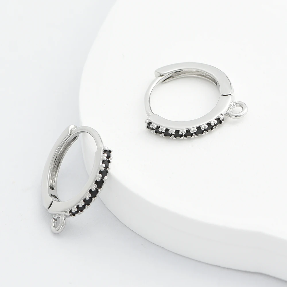 1 Paar Multi Style 18 Karat Gold/rhodiniert mit schwarzem Zirkon Messing Ohrringhaken DIY Damen Ohrringherstellung Zubehör Großhandel – Detail 16