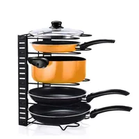 LMETJMA Adjustable Pan Organizer Rack Pot Lid Holder Folding Cookware Bakeware Chopping Board Organizer Shelf Rack KC0221 1