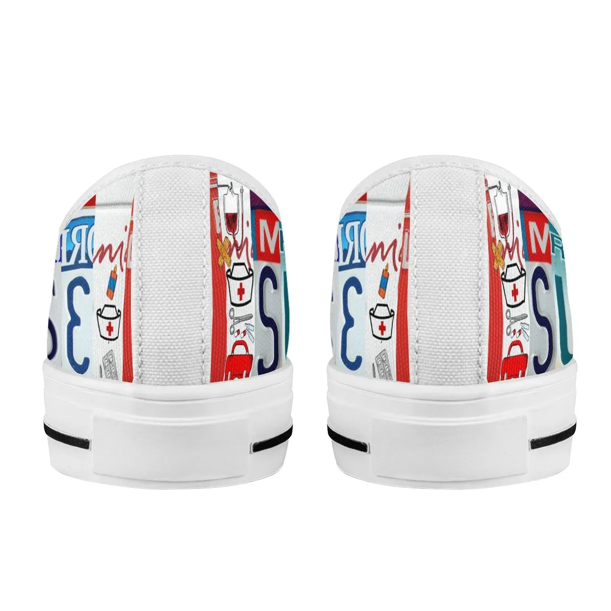 License Plate Super Nurse Shoes Ladies Lace-up Casual Shoes Breathable Walking Canvas Shoes New Style Women Vulcanized Flat