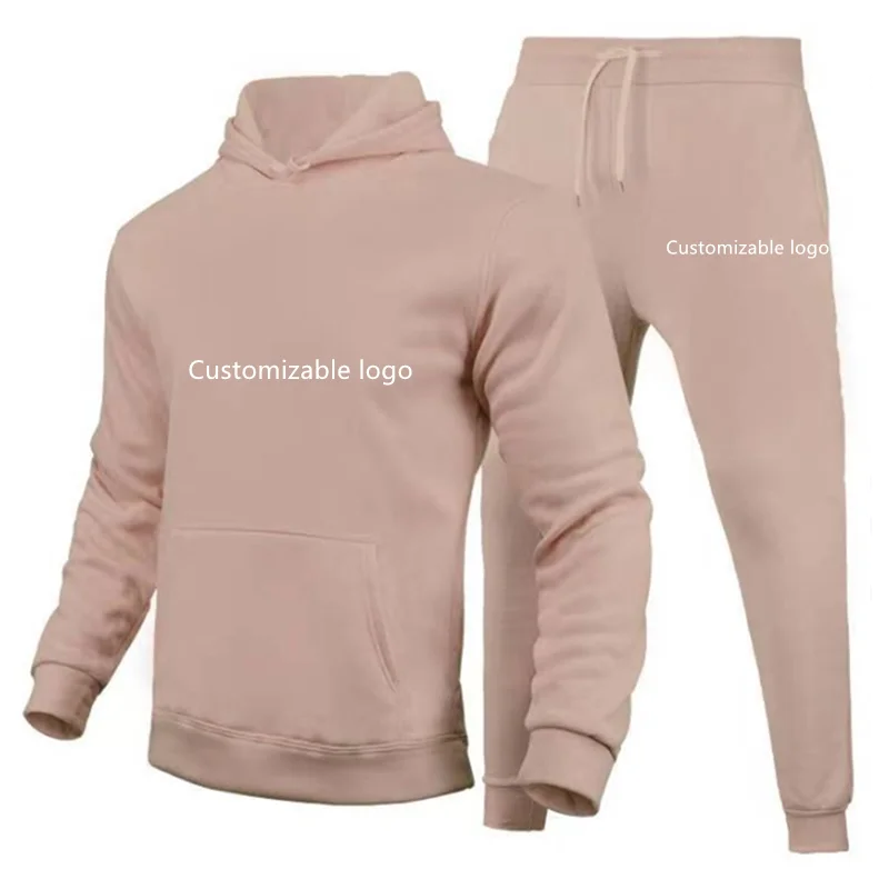 Spring And Autumn New Men Hoodies Fashion Sports Solid Color Long Sleeve Hoodies Customizable For Various Logo Hoodies Set