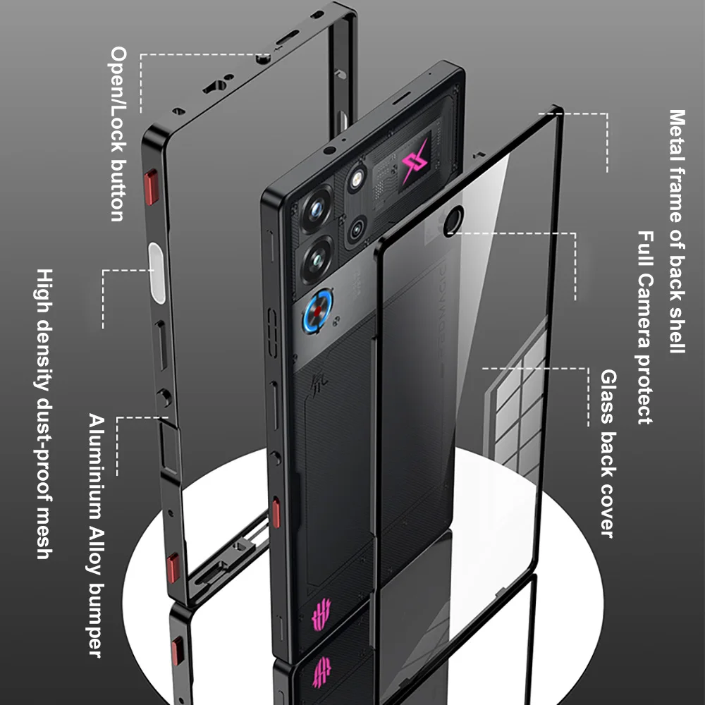 Luxury Aluminum Alloy Frame Metal Bumper Case with Clear Tempered Glass Back
