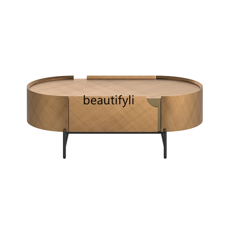 

Modern Light Luxury Living Room Storage Coffee Table Simple Art Champagne Tea Table