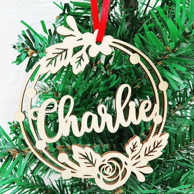 Custom Different Name Christmas Baubles Wooden Snowflakes Ball