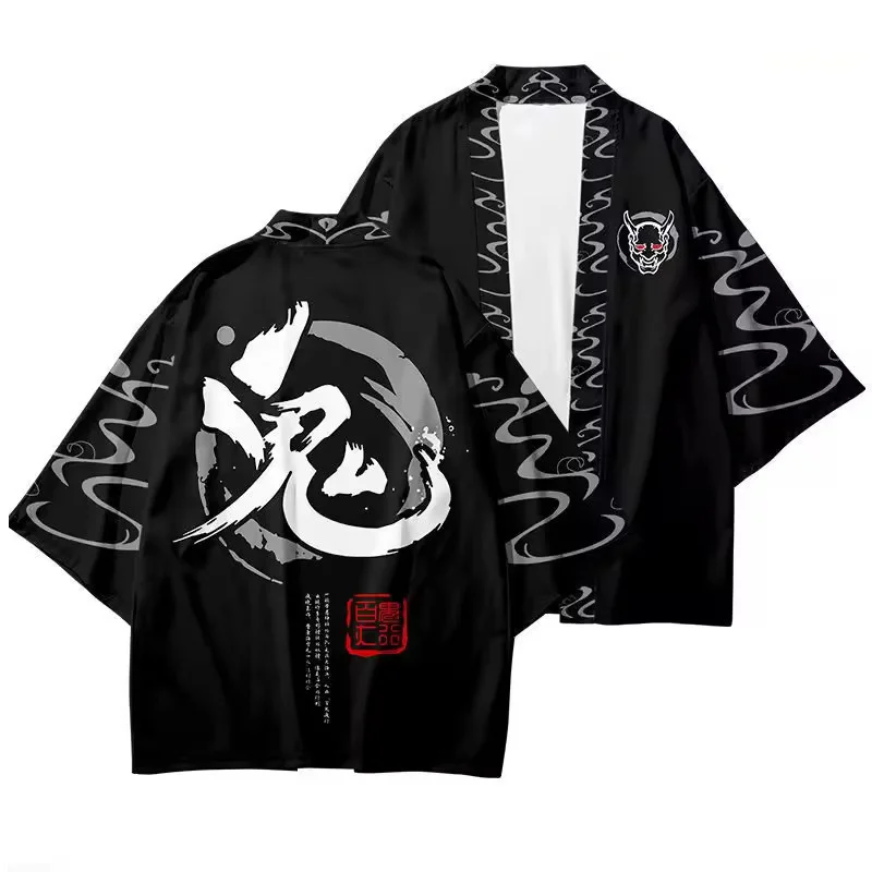 Large Size 6XL 5XL 4XL Fashion Japanese Anime Robe Cardigan Women Men Harajuku Demon Cosplay Shirts Yukata Haori Kimono