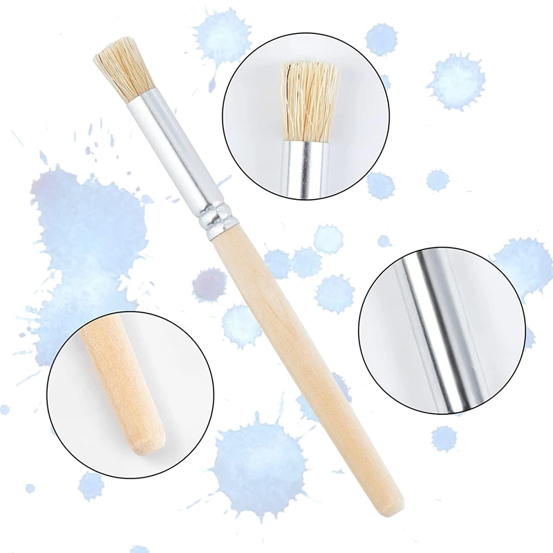 Wooden Stencil Brushes,12Pcs 3 Sizes Natural Stencil Brushes Bristle Art Painting Brushes For DIY Crafts Supplies