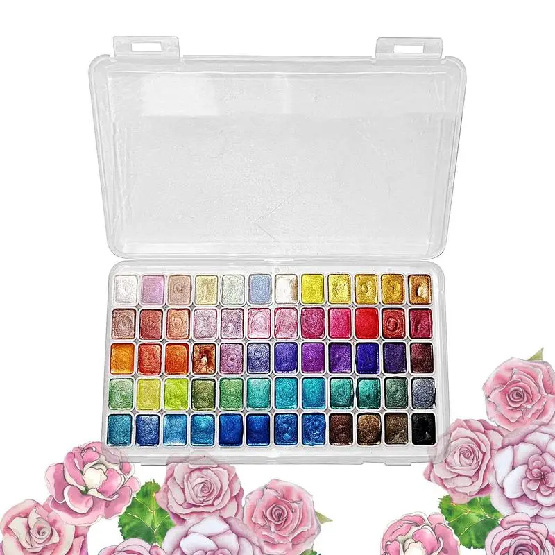 

Палетка акварельных красок, набор мерцающих металлических красок для путешествий, переносной мерцающий металлический бриллиант, набор красок для рукоделия, живопись